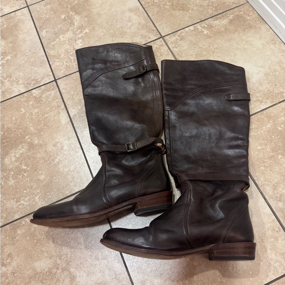 Frye Brown Leather Knee-High Boots - Picture 3 of 12